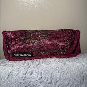 Foster Grant Whimsigoth Romantic Burgundy Pink Black Lace Soft Glasses Case